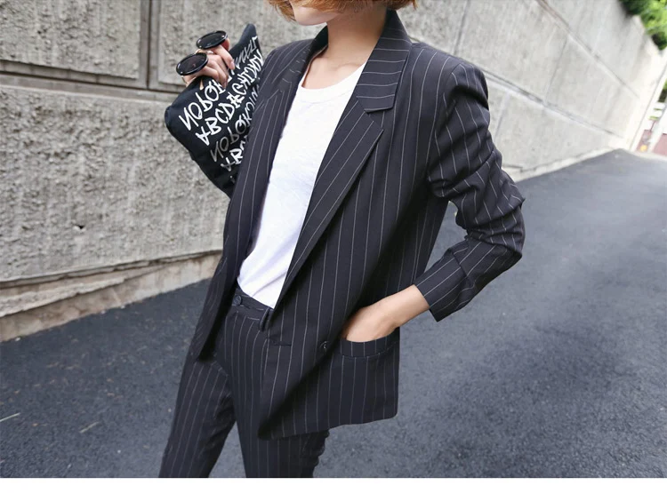 women's business suit2017 new style British retro fashion casual striped ladies suit office lady professional two - piece sets women's business suit2017 new style British retro fashion casual striped ladies suit office lady professional two - piece sets