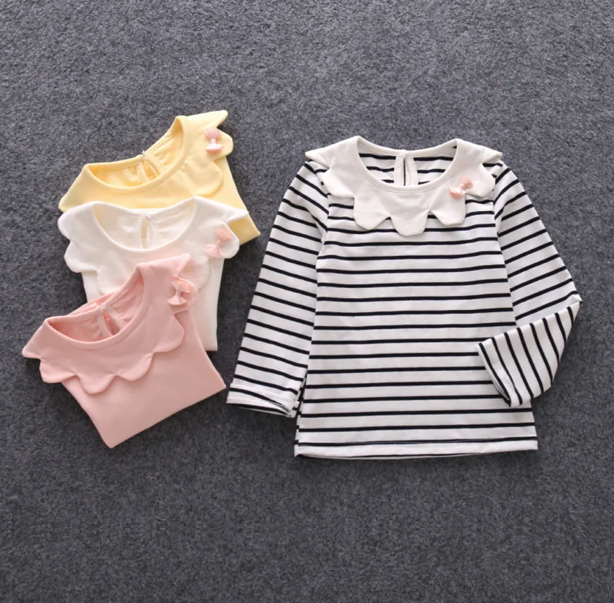 

New Spring Summer Baby Girls T shirts Children Long Sleeve Bottoming Shirt Kids Cotton Tops 0-6 years old Baby Children Clothes