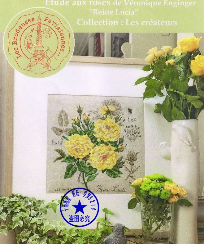 CS-863 cross stitch kit rose three yellow roses flower.jpg