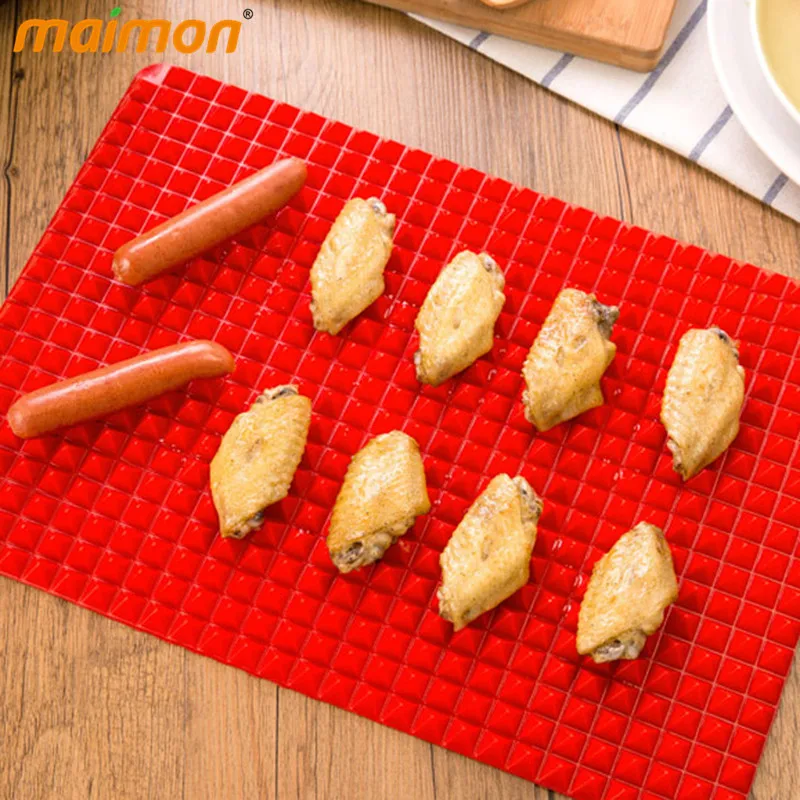 Home Outdoor Pyramid Pan Non stick Silicone Baking Mat BBQ Grill Mat