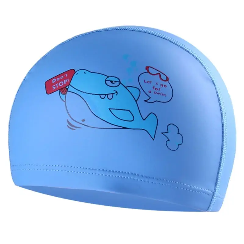 Детская шапочка для плавания с изображением животных из мультфильмов, водонепроницаемая ткань из ПВХ, защищающая уши