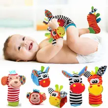 Meias de pulso para crianças, meias com desenho de pelúcia, chocalhos, brinquedos para bebês de 0-12 meses, recém-nascidos, bebês, animais, brinquedo chocalho macio do presente