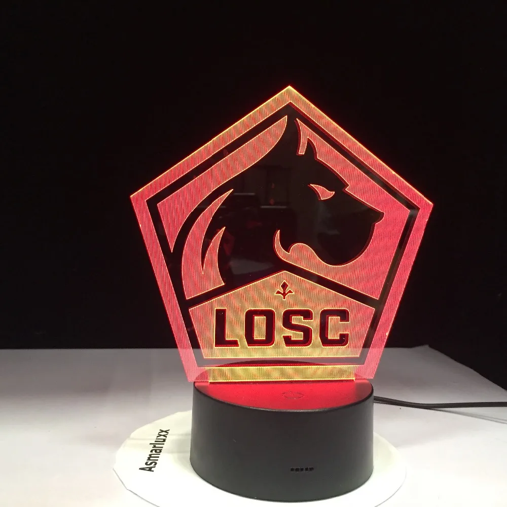 

France Team LOSC Lille LED Night Light Football Club 3D Illusion Table Lamp Colors Changing Luminaria Lights Drop Shipping