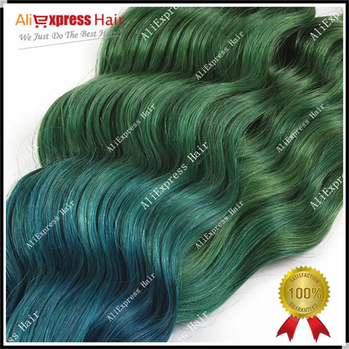 Fashionable Mermaid Hair 1b Blue Green 7a Blue Ombre Weave