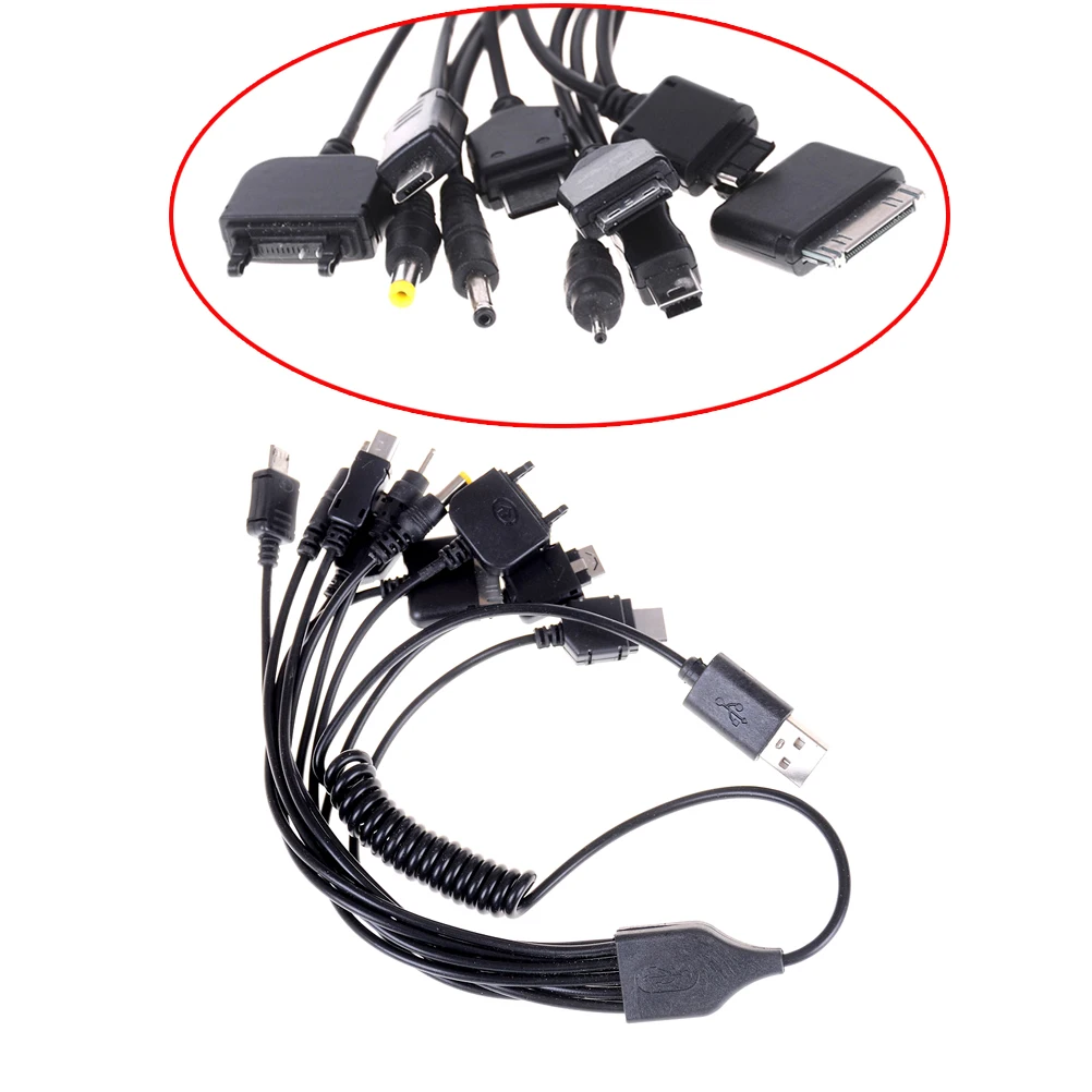 10 In 1 USB Multi Charger Retractable Phone Cable For IPhone For HTC Universal About 580mm
