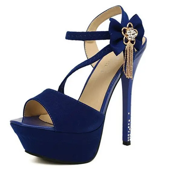 Size 4 8 Top Style Summer Blue font b Women b font Shoes 14cm Tassel Crystal