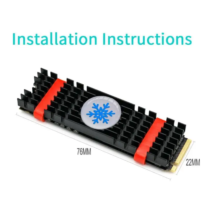 Laptop Memory Cooling Fin NVMe M.2 2280 SSD Nanometer Heat Conduction Silicone Pad Heatsinks Aluminum Alloy Radiator for Laptop