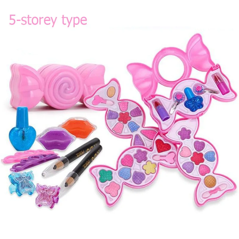 Girls Make Up Set Toys Pretend Play Simulation Cosmetic Bag Beauty Makeup Tools Kit Children Pretend Play Toys Safe Non- toxic