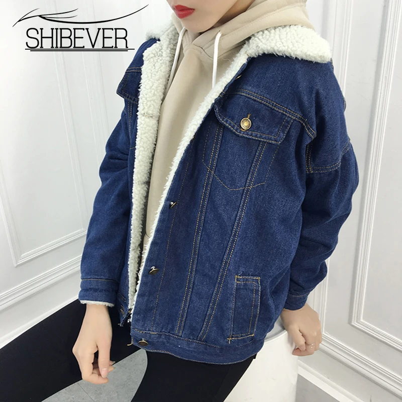Fashion jeans Denim winter Jackets Women Loose Warm Female Parka...