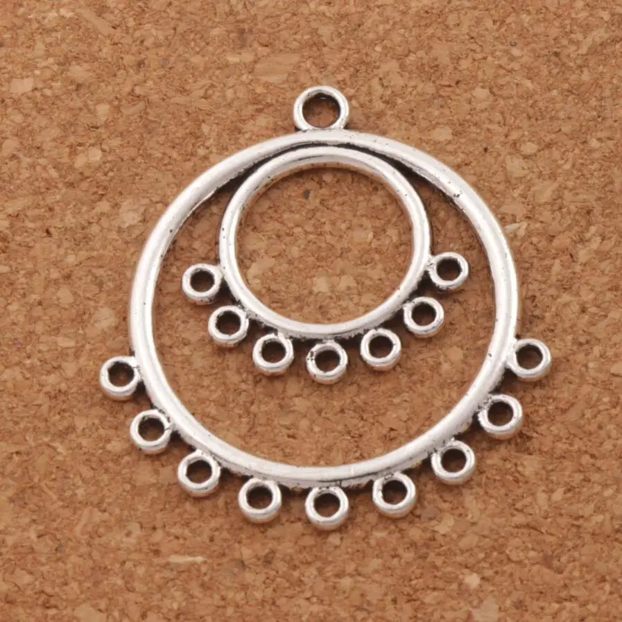 

12pcs MIC 34.7x37 mm Antique Silver Smmoth Double Rings 9-Strand Spacer End Connecor Fit Tassel Earrings Jewelry DIY L1257