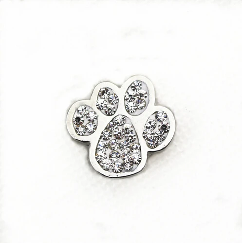 

1pcs white dog paw rhinestone snap button charm it 18mm snap button jewelry