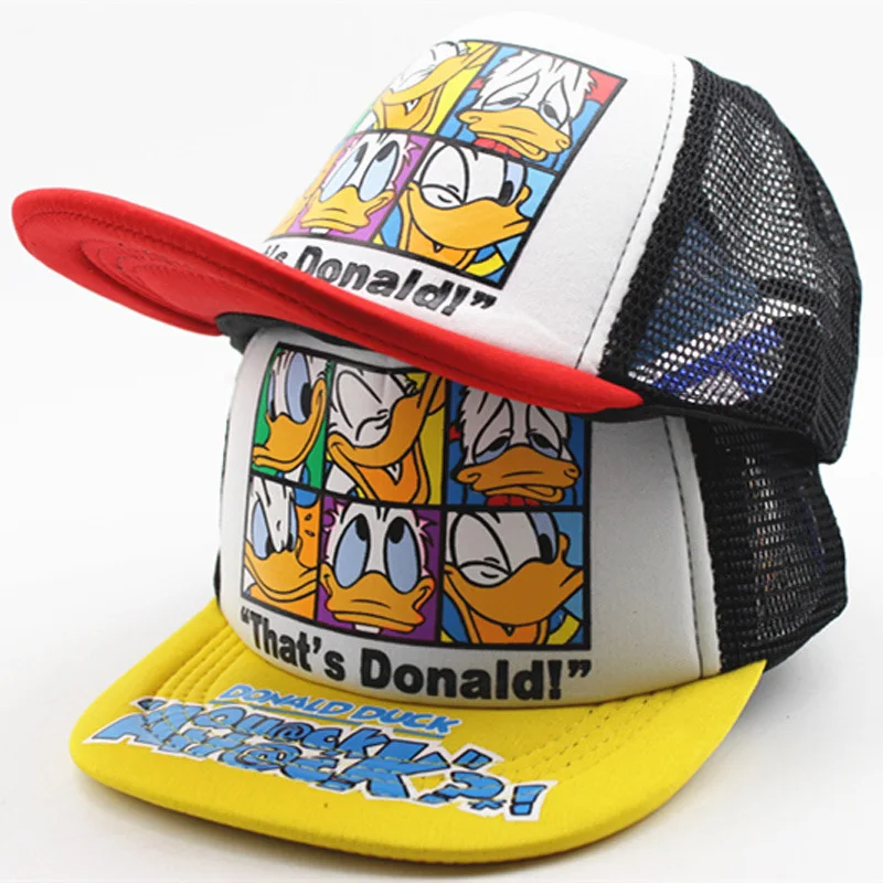 

2018 New Meshy Ventilate Baseball Caps For Kids Boys And Girls Cartoon Print Cute Duck Baseball Hat Four Seasons Applicable