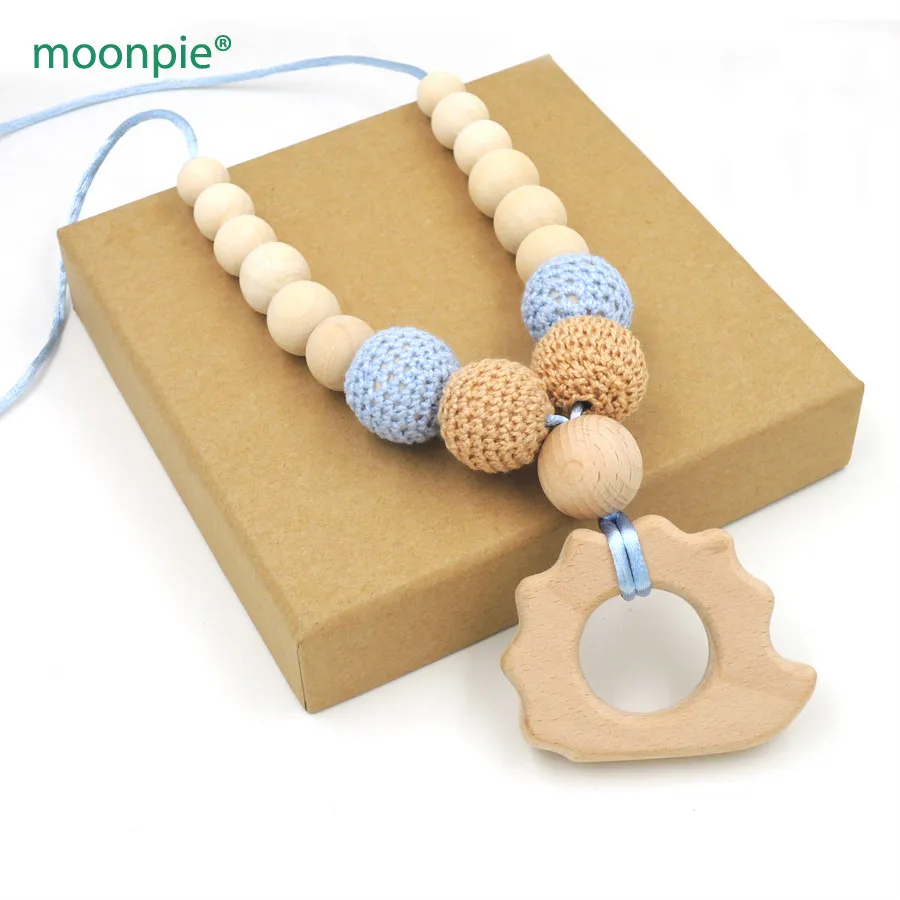 Розничная, ожерелье для грудного вскармливания мятно-голубого цвета с погремушкой в виде ежика, детский жевательный прорезыватель, детский подарок для душа EN35