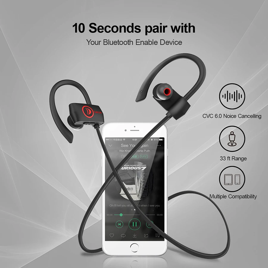 DACOM L08 High Quality Sport Blutooth Earphone IPX7 Bluetooth Wireless Headphones Headset with Microphone Handsfree for iPhone 6