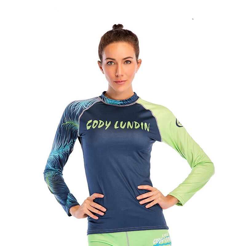 Codylundin женский спортивный топ одежда для плавания с длинным рукавом спортивный топ для серфинга Топ Colorblock купальник велосипед езда Рубашки UPF50+ пляжная одежда