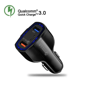 QC3.0 Universal Dual Port LED USB Car Quick Charge For iPhone XR X 8 7 6 Plus Type-C Fast Charger For Samsung S9 S8 Adapter