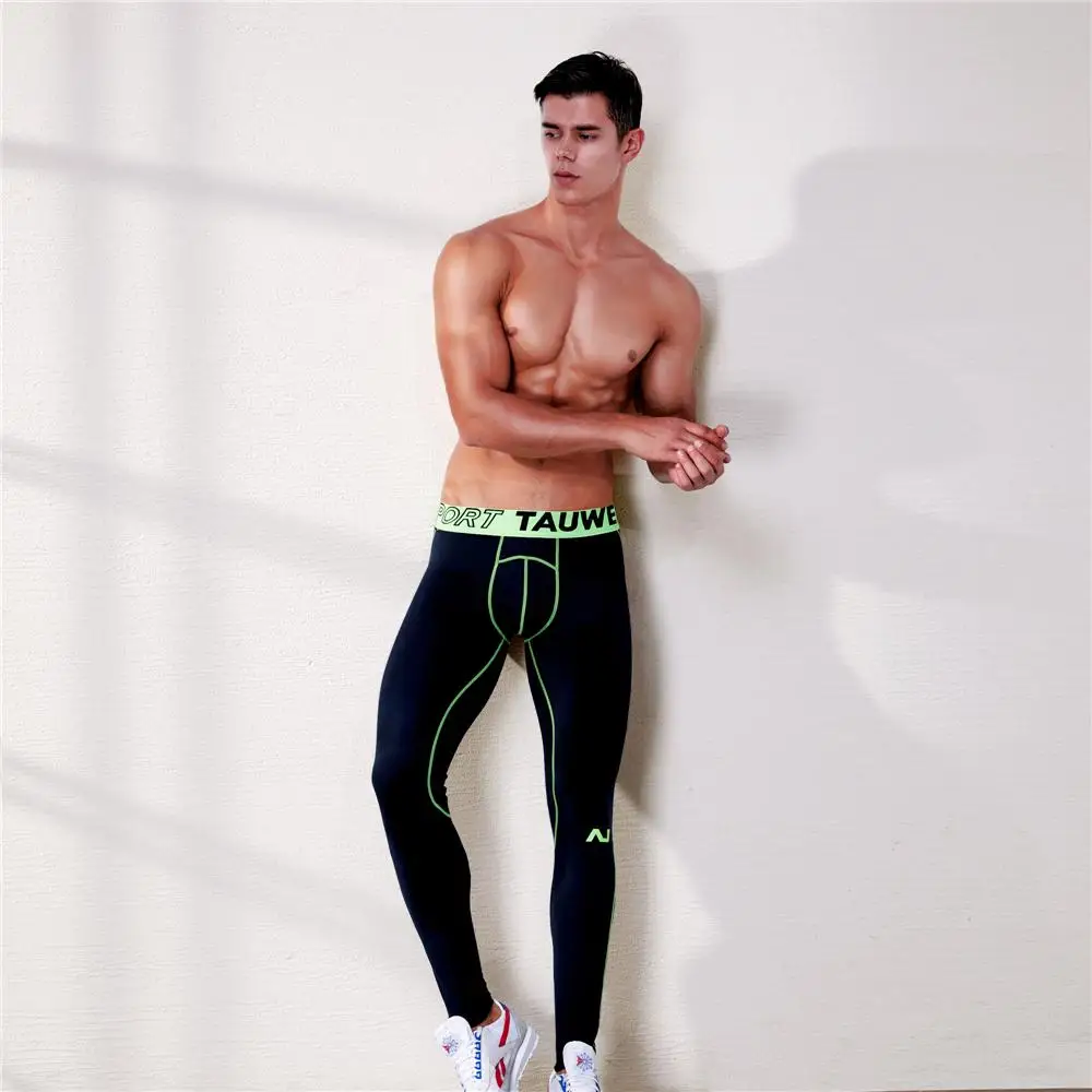 GANYANR работает колготки Для мужчин спортивные Леггинсы для йоги Баскетбол компрессионные штаны для фитнеса для спортзала атлетики Бодибилдинг бег пикантные Длинные - Цвет: Черный