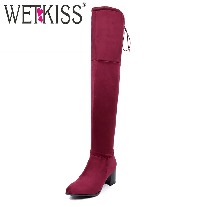 WETKISS Plus Size 34 46 2016 Women s Comfort Winter Boots Add Fur Warm Thigh High