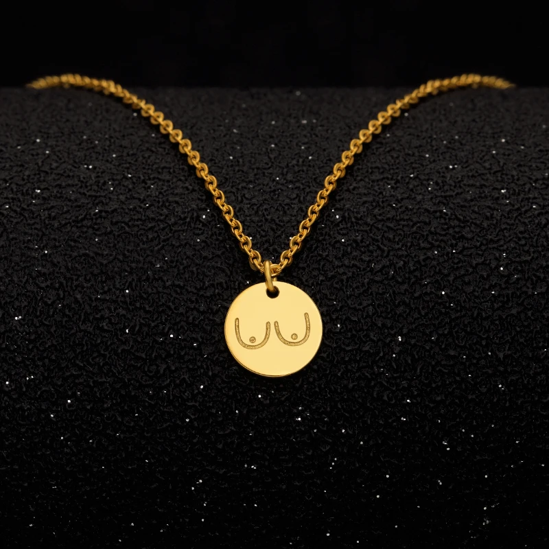 

Gold Round Pendant Necklace for Women Simple Female Chain Coin Necklace chest Collier 2019 Wholesale Coin Maxi Colar