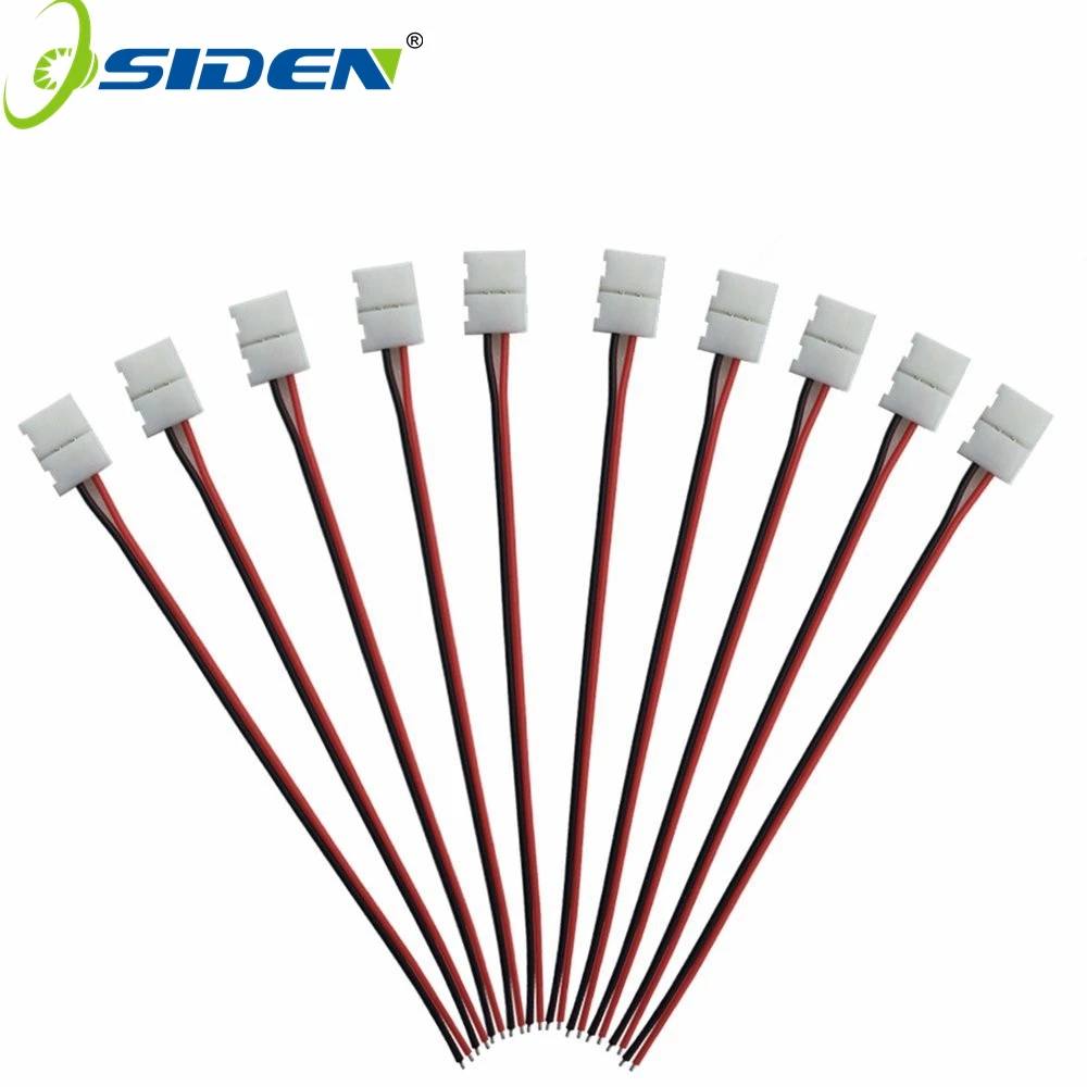 3528 LED Strip No Soldering Connectors With One Head Connector 8mm 2pin 15cm wire For 3528