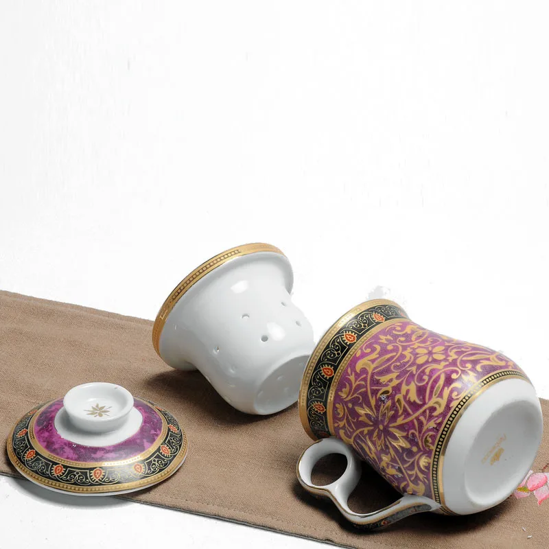 Красивая кофейная чайная чашка с фильтром для заварки, фарфоровая кружка, чайный горшок, керамическая посуда для напитков для офиса, дома, автомобиля, хорошие подарки
