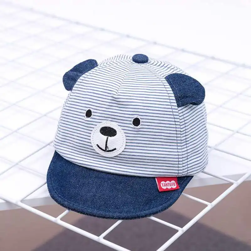 Cartoon Bear Baby Hat Cap Summer Spring Adjustable Baseball Cap Cute Striped Cotton Kids Sun Hat Baby Boy Girl Hats With Ears baseball cap,baby hat,kids caps