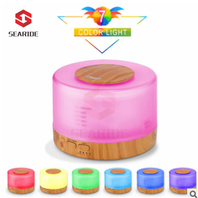

500ml Air Humidifier Remote Control Aroma Essential Oil Diffuser Cool Mist 7 Color LED Night Light Air Purifier For Home Office