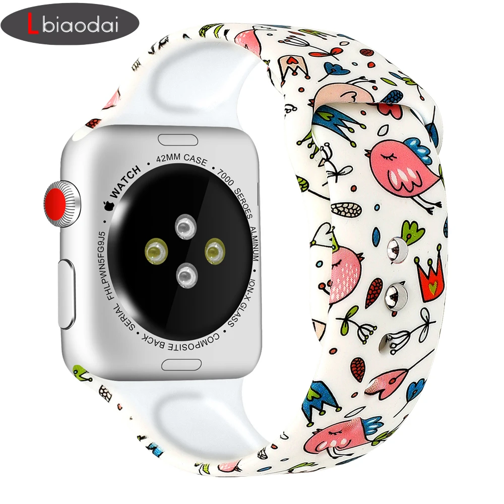 

Sport Strap for apple watch band correa apple watch 4 3 iwatch band 38mm 42mm 44mm 40mm silicone printing bracelet Accessories