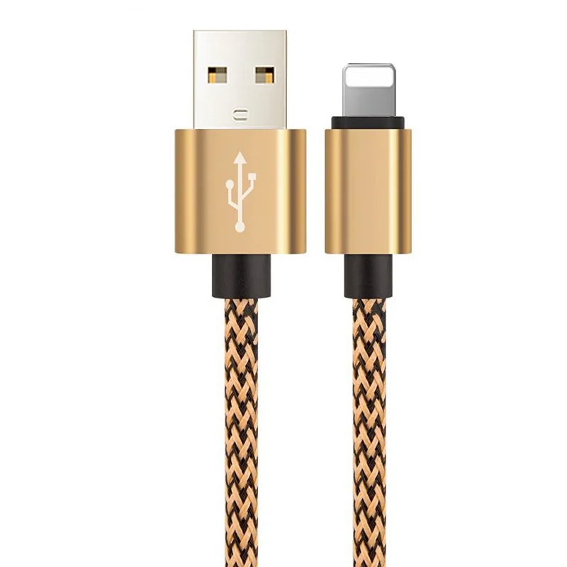 USB кабель для iPhone XR Xs Max X 10 8 7 6 s 6s Plus 5 5S SE iPad Mini, быстрое зарядное устройство, кабели для передачи данных, аксессуары для телефона, длинный провод - Цвет: Золотой