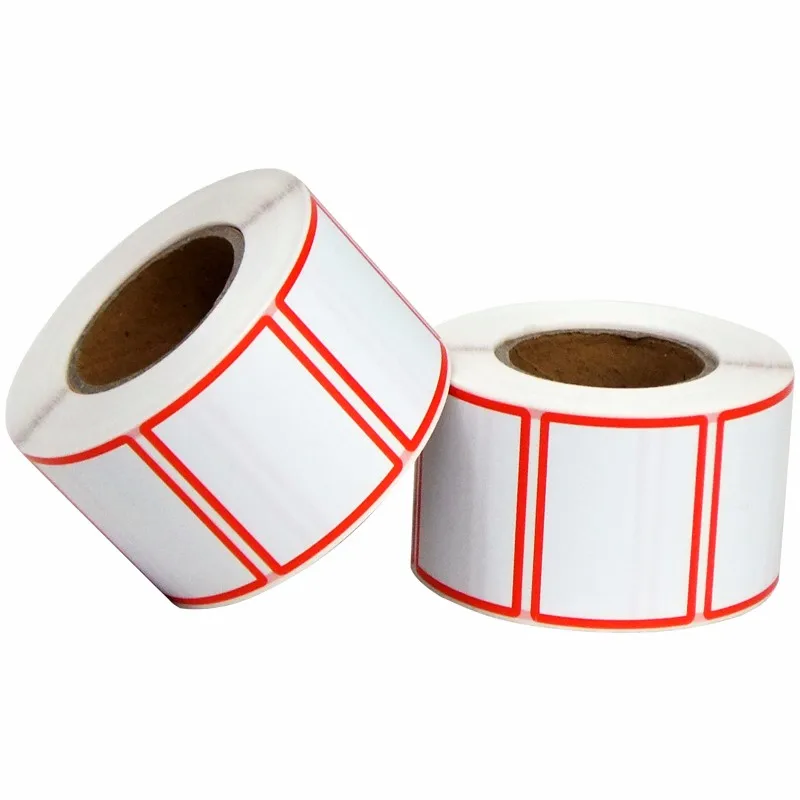 Papel de Etiqueta Térmico para Supermercado em Branco Rótulos 34mm com Vermelho Azul Borda Adesivo 44mm x - 6 Em branco rótulos 44mm x 34mm com