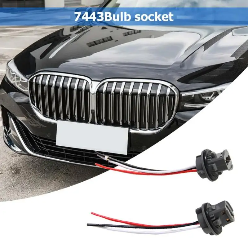 

2pcs T20 7443 Car Bulb Holder Lamp 12V Socket Adapter LED Side Light Connector High Heat Resistant Copper Wire