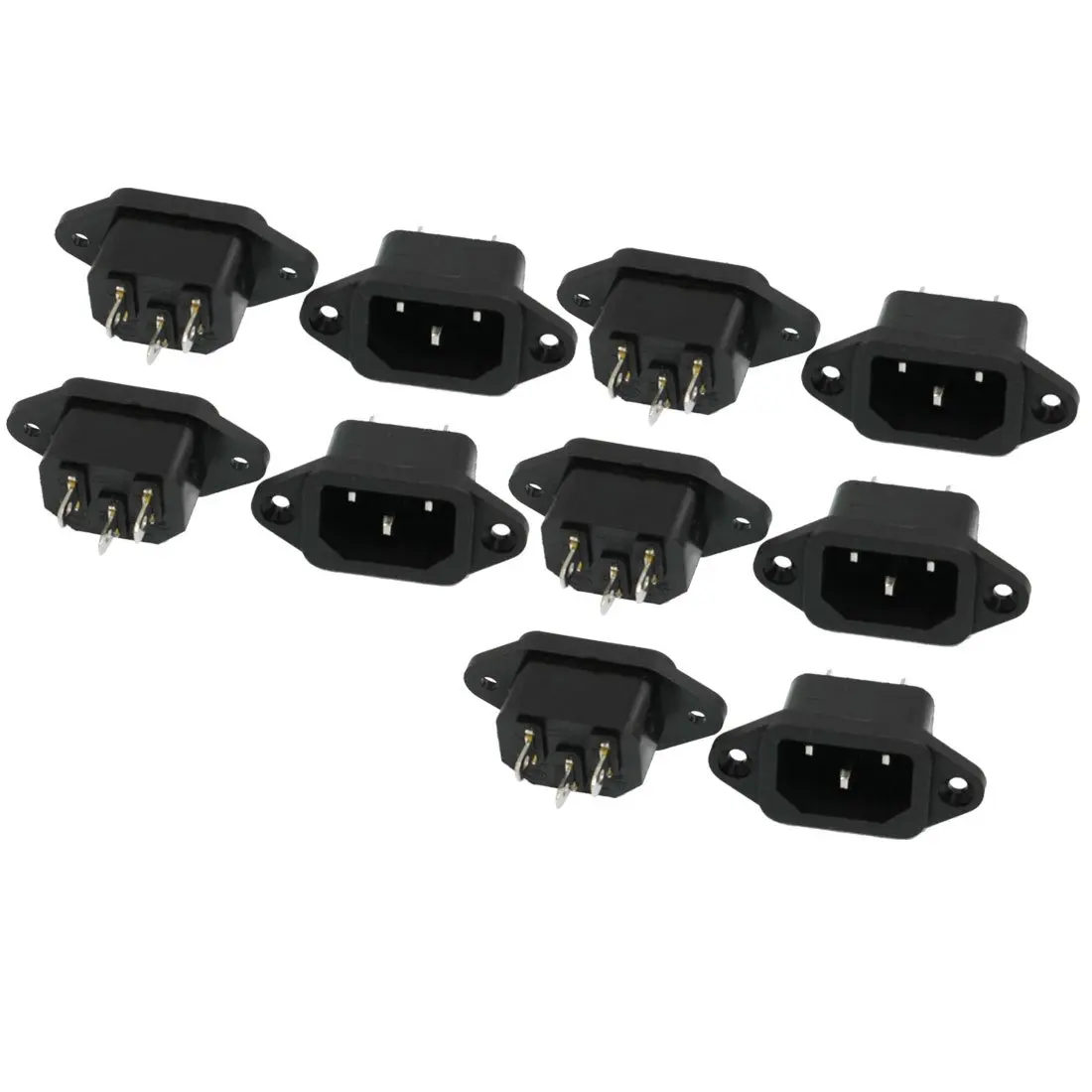

PLA-10 Pcs Black 3 Pins IEC320 C14 Inlet Power Plug Socket AC 250V 10A