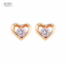 Рекомендация Новая мода золото заполнено CZ Циркон Сердце шпильки подарок на День святого Валентина для женщин девочек E2517