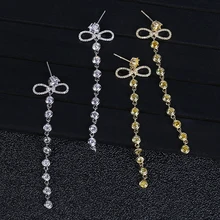 Trendy Luxury Long Tassels Dangle Earrings For Women Wedding Cubic Zircon Crystal African Dubai Silver Bridal Earring E2928 Trendy Luxury Long Tassels Dangle Earrings For Women Wedding Cubic Zircon Crystal African Dubai Silver Bridal Earring E2928