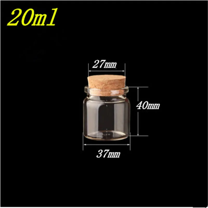 37x40x27mm 20ml Cute Glass Vials Glass Bottles with Corks Small Jars Gift Bottles 50pcs Factory