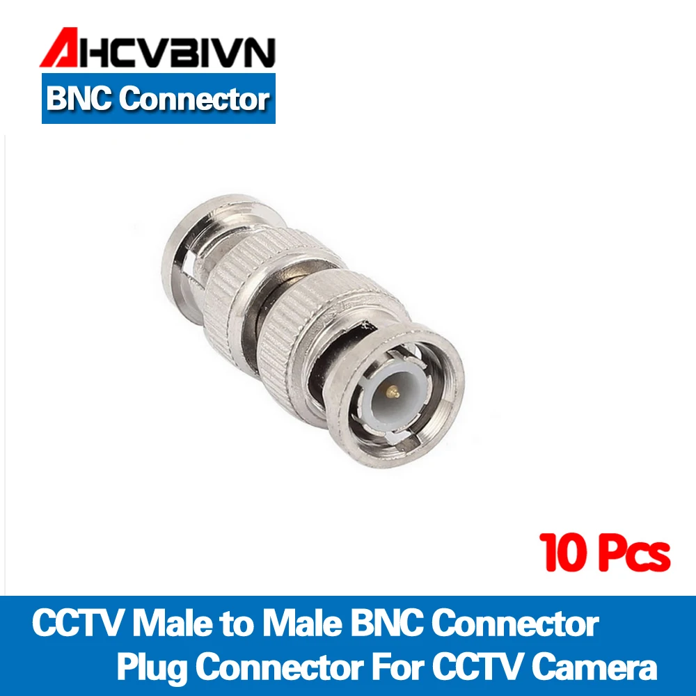 

AHCVBIVN 10pcs/lot CCTV Accessories BNC Male to Male CCTV Security Coax Coupler Video BNC Connector Adapter RF Convertor