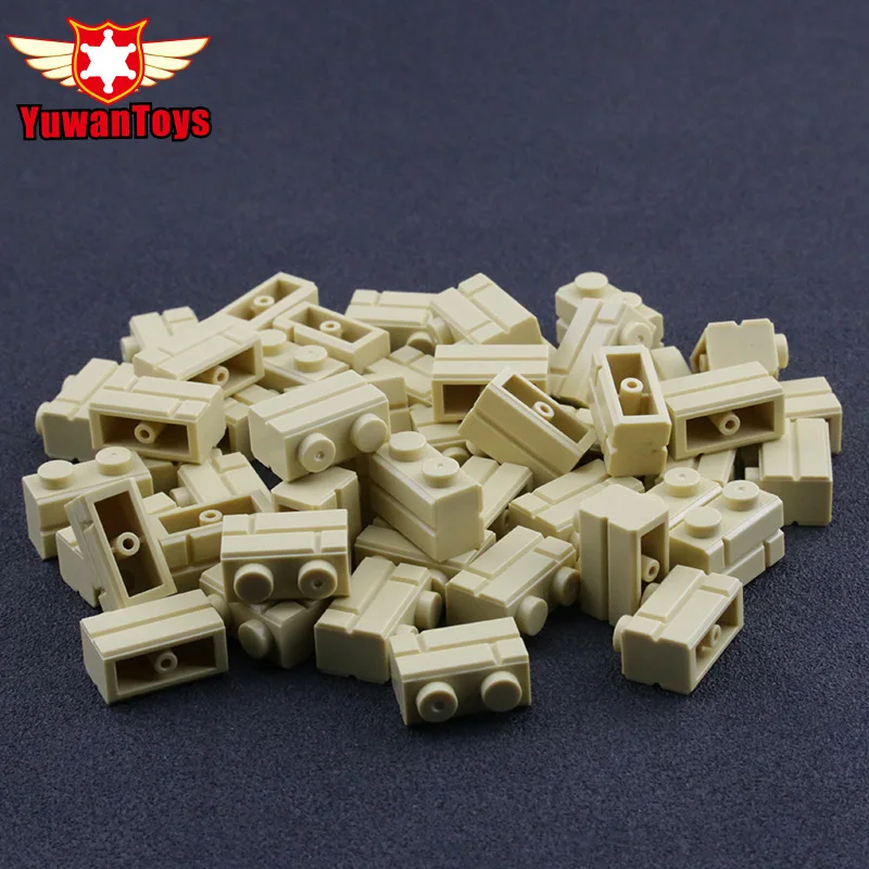 50Pcs City Friend font b Toys b font MOC Beige Wall Brick 1x2 Compatible Accessory Bricklink
