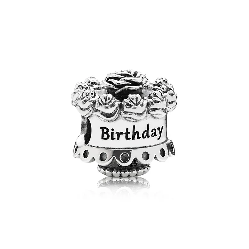 

Authentic 925 Sterling Silver Bead Happy Birthday Charm Fit Original Women Pandora Bracelet Bangle Gift DIY Jewelry Making
