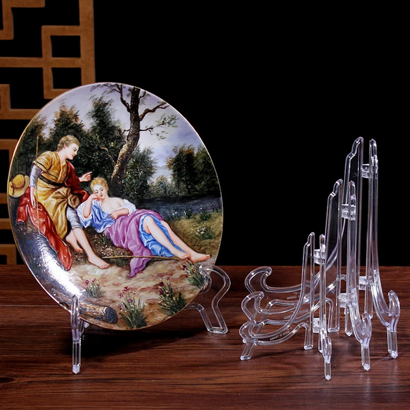 

6Pcs/Set Frame Photo Book Pedestal Holder Display Stand Stander Clear Plastic Easels Plate Holders Display Dish Rack Picture