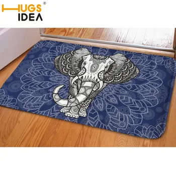 

HUGSIDEA Flannel anti-slip Mats Animal BOHO Elephant printed Rectangular Mat Entrance Doormats Washable Kitchen Floor Rugs
