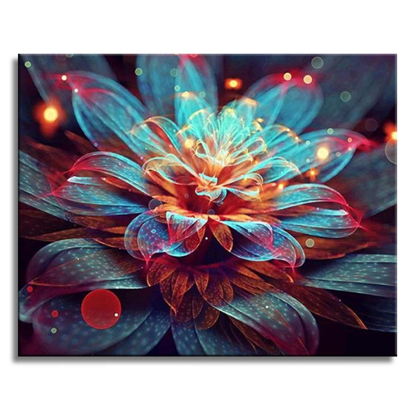 Diamond Painting Full Square Drill Fractal Flowers Digital Daimond Rhinestone Embroidery Cross Stitch Crystal Mosaic | Дом и сад