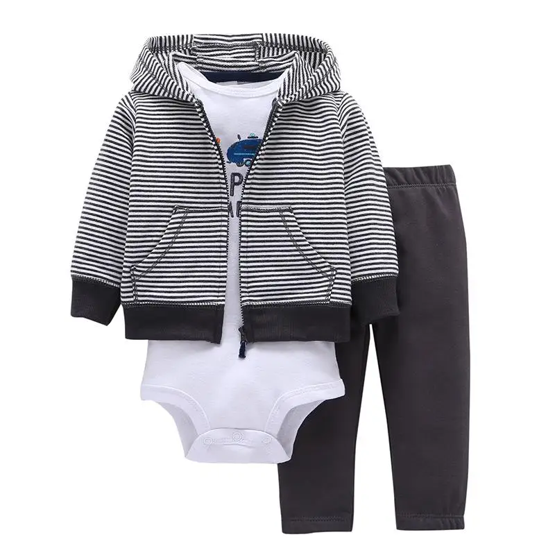 bebes/комплект одежды для маленьких мальчиков и девочек, хлопковый кардиган с капюшоном+ брюки+ боди, комплект из 3 предметов, Одежда для новорожденных - Цвет: 12