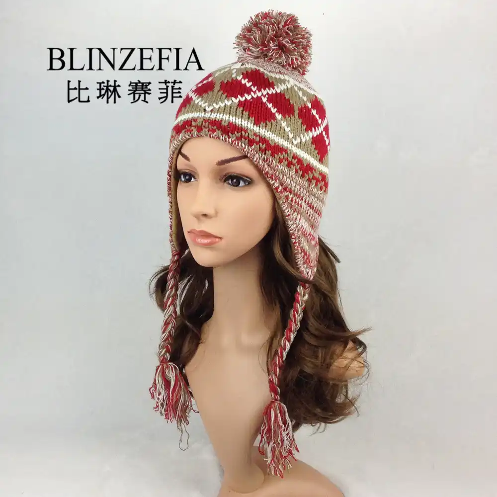 plaid wool cap with ear flaps