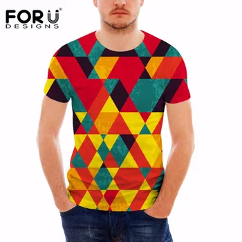 

FORUDESIGNS 3D Diamond Pattern Summer T Shirt for Men Casual Short Sleeve Tops T-shirt Girls Ladies Lattice Print Male Tshirt