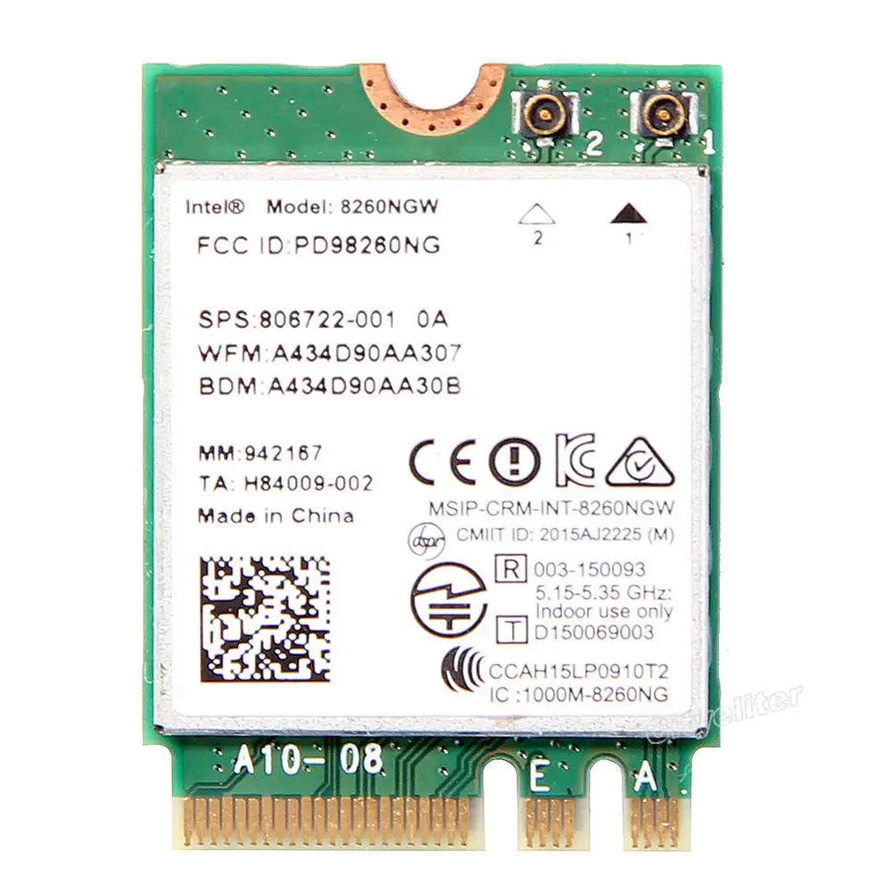 Двухдиапазонная Беспроводная-AC 8260 NGFF 802.11ac intel 8260NGW Wifi карта 867 Мбит/с 2,4 г/5 ГГц 802.11a/b/G/n/ac Bluetooth 4,2 с антенной