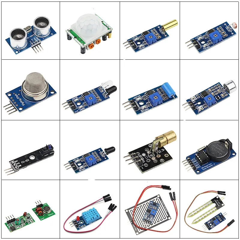 

New 16pcs Sensor Module Board Kit for Arduino Raspberry Pi 3B+ 2 Model B