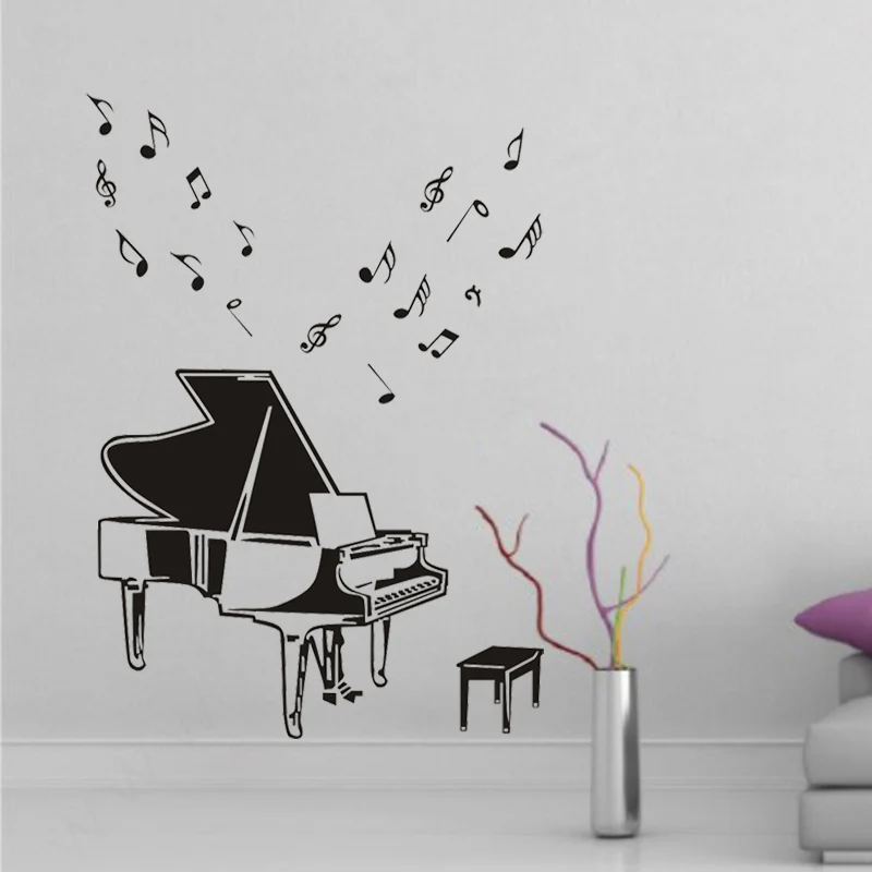 

JJRUI Concert Grand Piano Classical Musical Notes & Instruments Wall Stickers Music Art Decals Room Vinyl Stickers