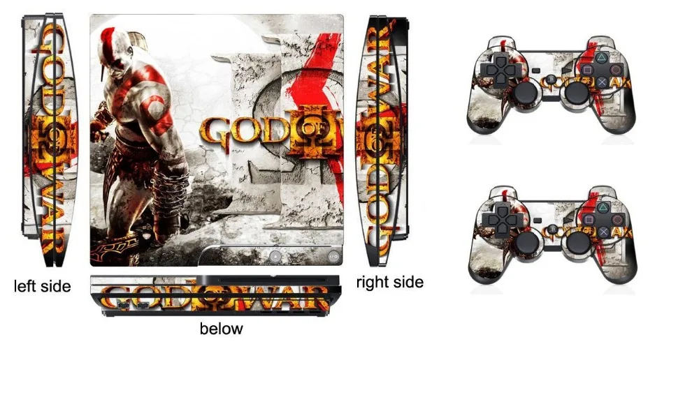 

210 Vinyl Skin Sticker Protector for Sony PS3 Slim PlayStation 3 Slim and 2 controller skins Stickers