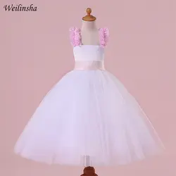Weilinsha/Новое поступление, платье с вечерние цветочным узором для девочек, Вечернее Бальное Платье, фатиновое платье без рукавов, детские