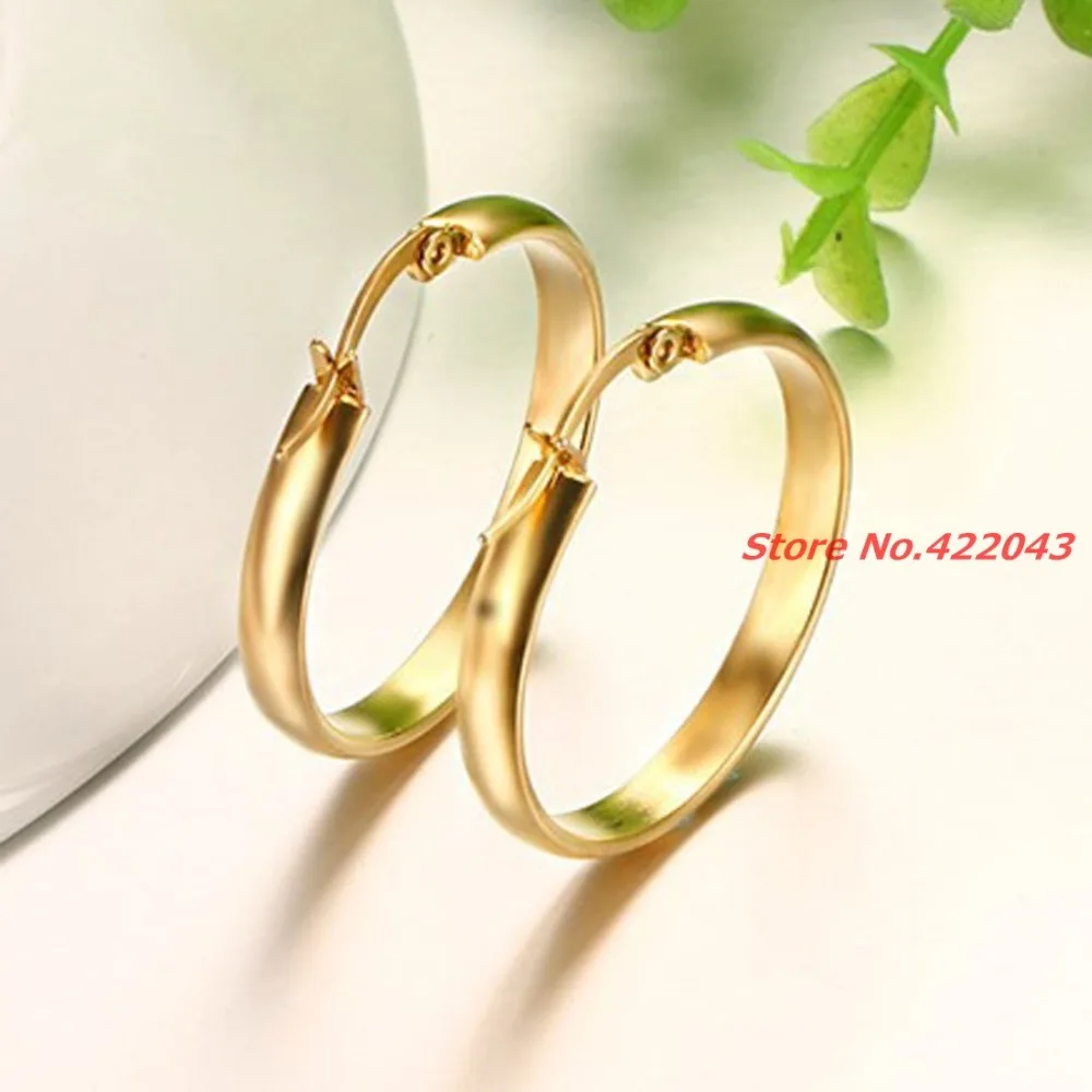 

29*4mm Shiny Succinct Earrings For Women's Fashion Jewelry Wholesale Trendy Gold color Stainless Steel Hoop Christmas Gift